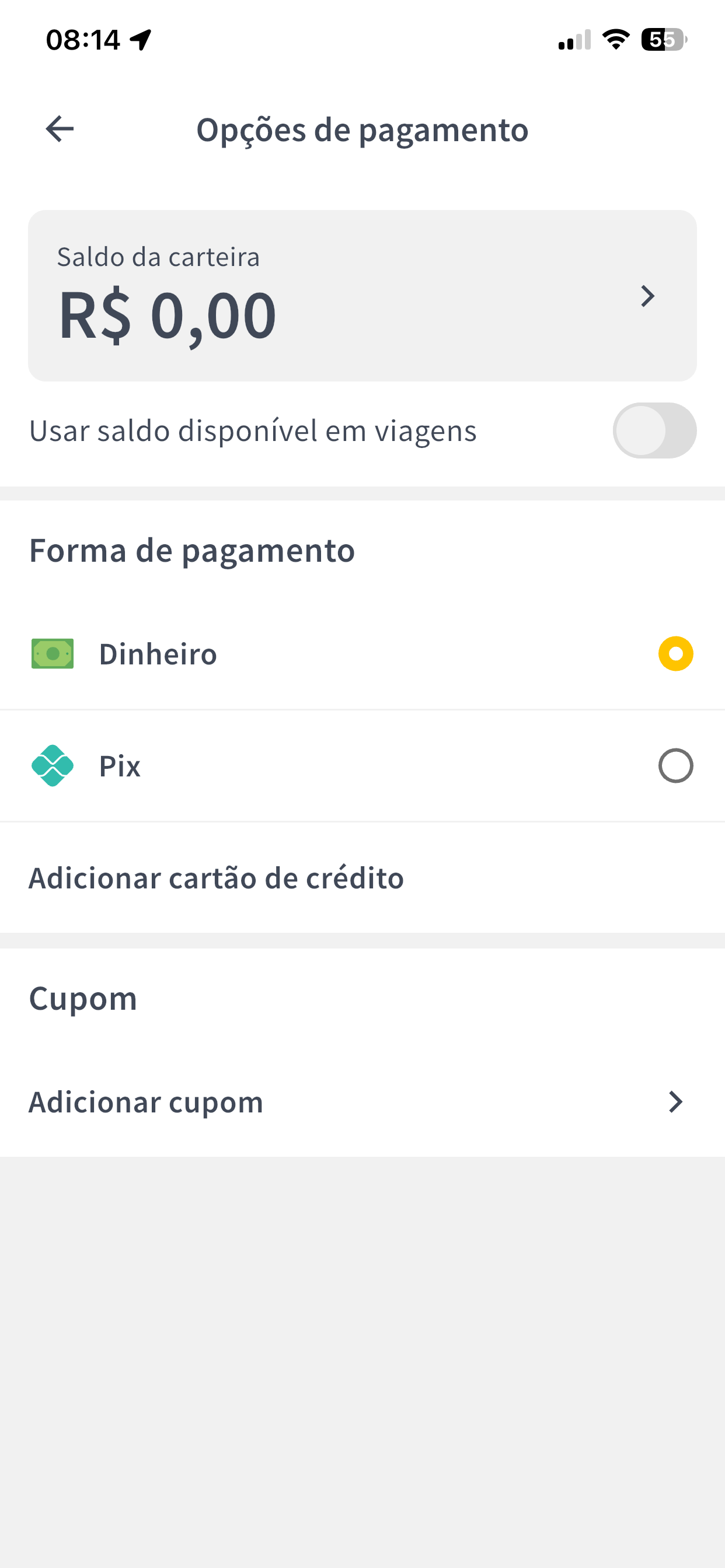 Formas de pagamento no aplicativo 85 Drive